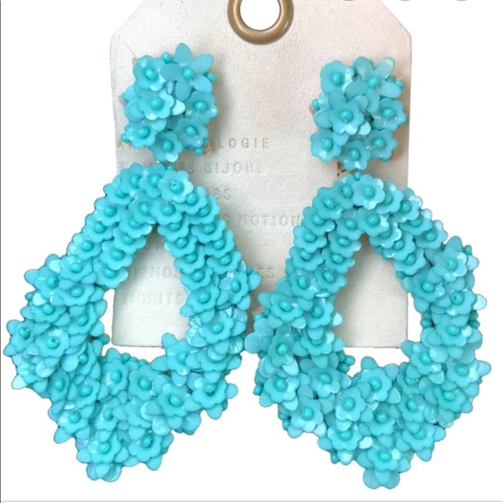 Anthropologie Teal Beaded Earrings
